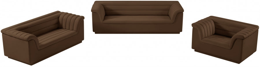 Brown Cascade Velvet Fabric Sofa - 192Brown-S - Vega Furniture