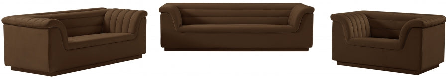 Brown Cascade Velvet Fabric Sofa - 192Brown-S - Vega Furniture