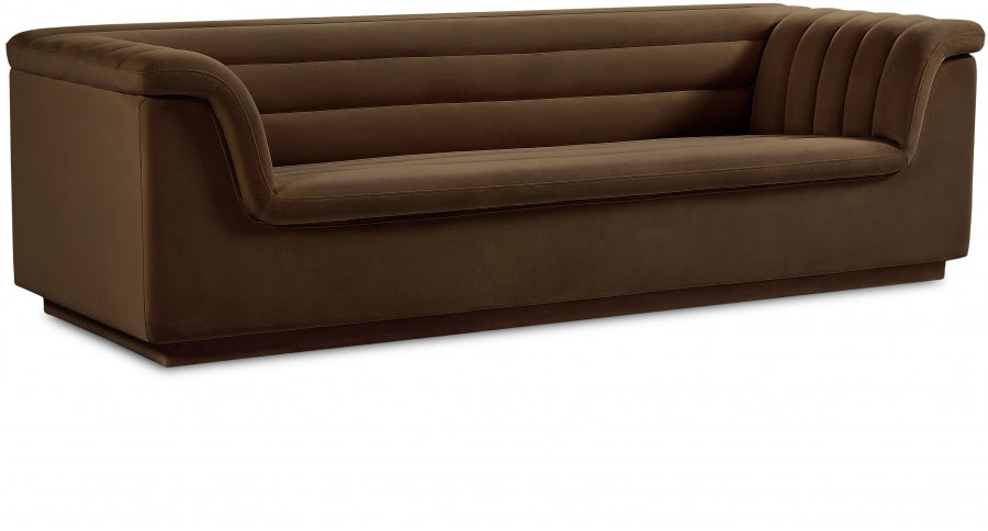 Brown Cascade Velvet Fabric Sofa - 192Brown-S - Vega Furniture