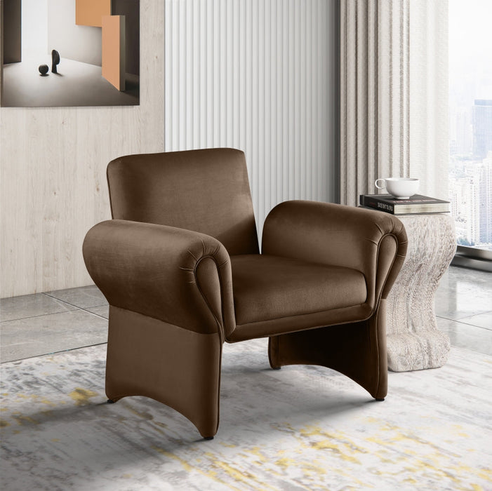 Brown Fleurette Velvet Accent Chair - 409Brown - Vega Furniture