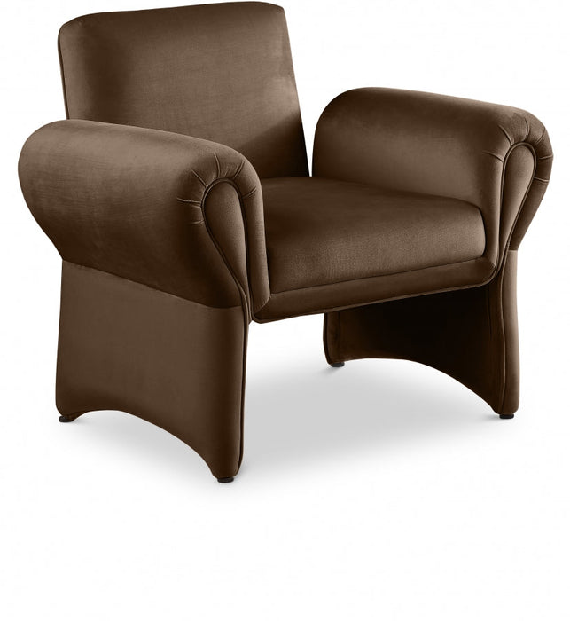 Brown Fleurette Velvet Accent Chair - 409Brown - Vega Furniture