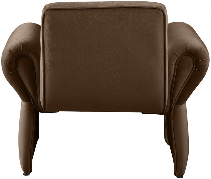 Brown Fleurette Velvet Accent Chair - 409Brown - Vega Furniture