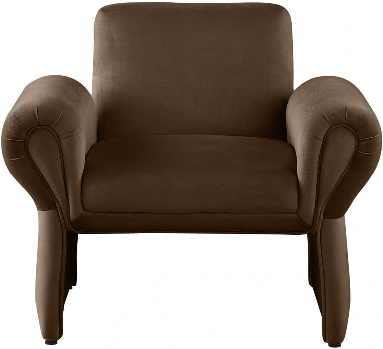 Brown Fleurette Velvet Accent Chair - 409Brown - Vega Furniture