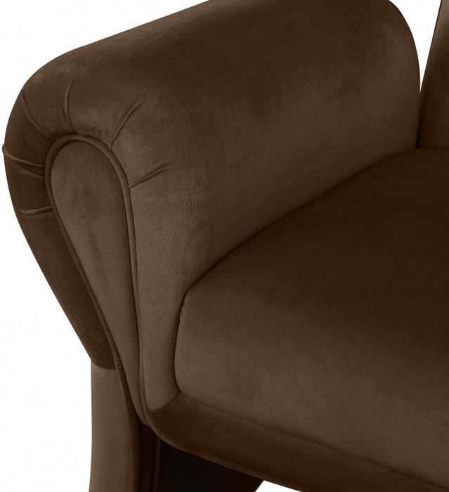 Brown Fleurette Velvet Accent Chair - 409Brown - Vega Furniture