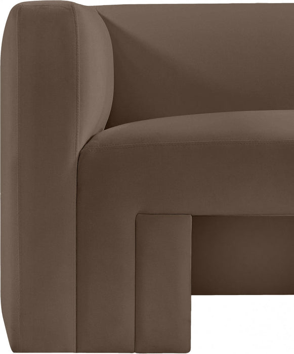 Brown Henson Velvet Loveseat - 665Brown-L - Vega Furniture