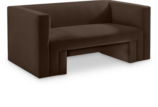 Brown Henson Velvet Loveseat - 665Brown-L - Vega Furniture