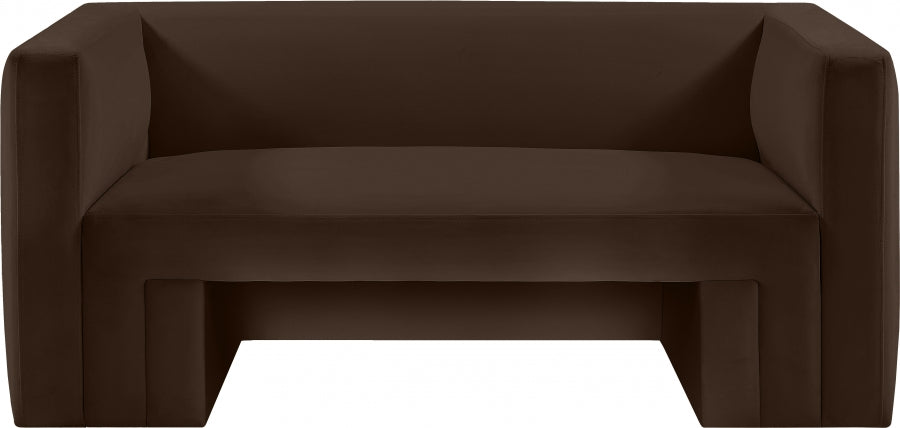 Brown Henson Velvet Loveseat - 665Brown-L - Vega Furniture