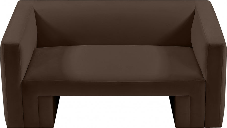 Brown Henson Velvet Loveseat - 665Brown-L - Vega Furniture