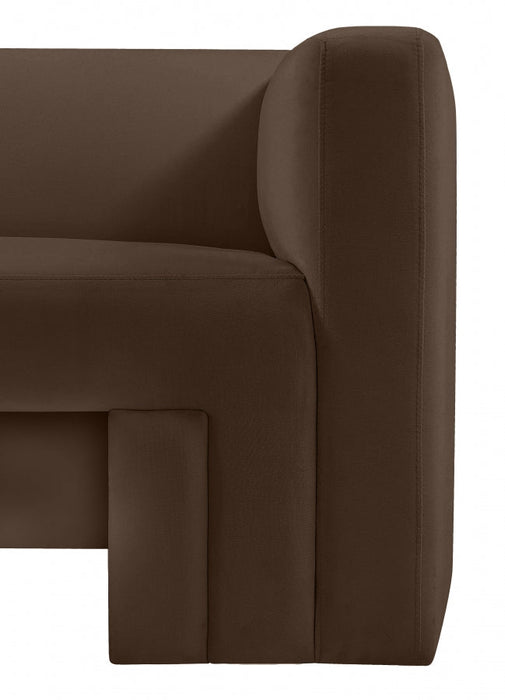 Brown Henson Velvet Loveseat - 665Brown-L - Vega Furniture