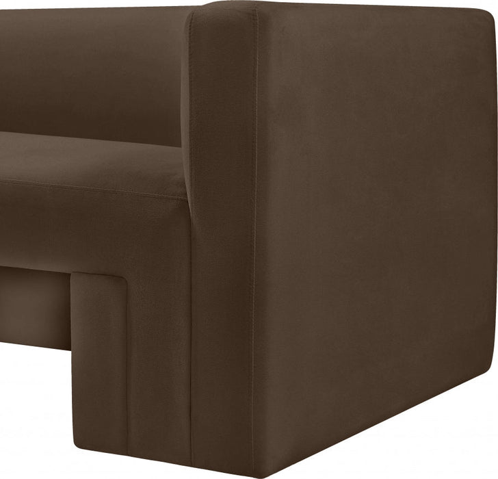 Brown Henson Velvet Loveseat - 665Brown-L - Vega Furniture