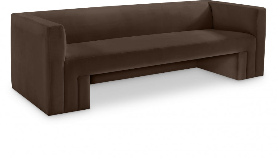 Brown Henson Velvet Sofa - 665Brown-S - Vega Furniture