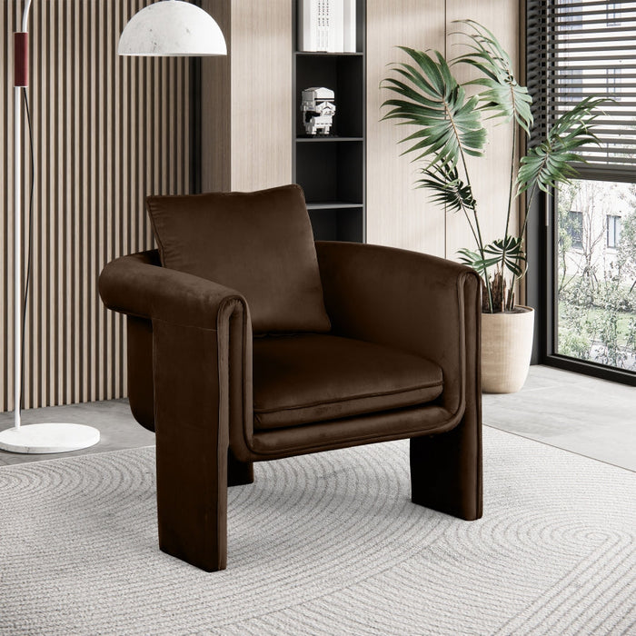 Brown Sloan Velvet Accent Chair - 424Brown - Vega Furniture