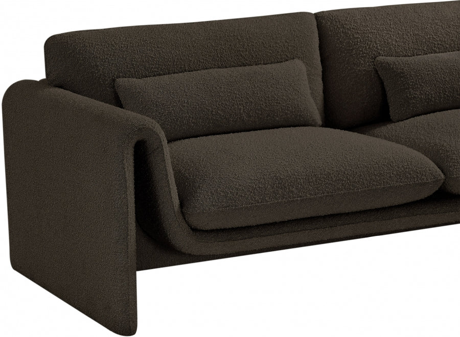 Brown Stylus Boucle Fabric Loveseat - 198Brown-L - Vega Furniture