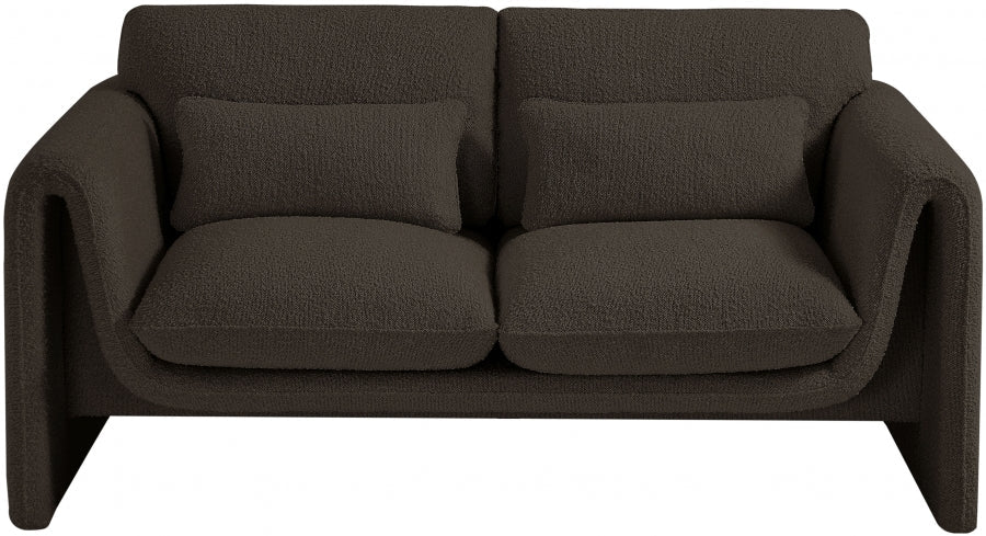 Brown Stylus Boucle Fabric Loveseat - 198Brown-L - Vega Furniture