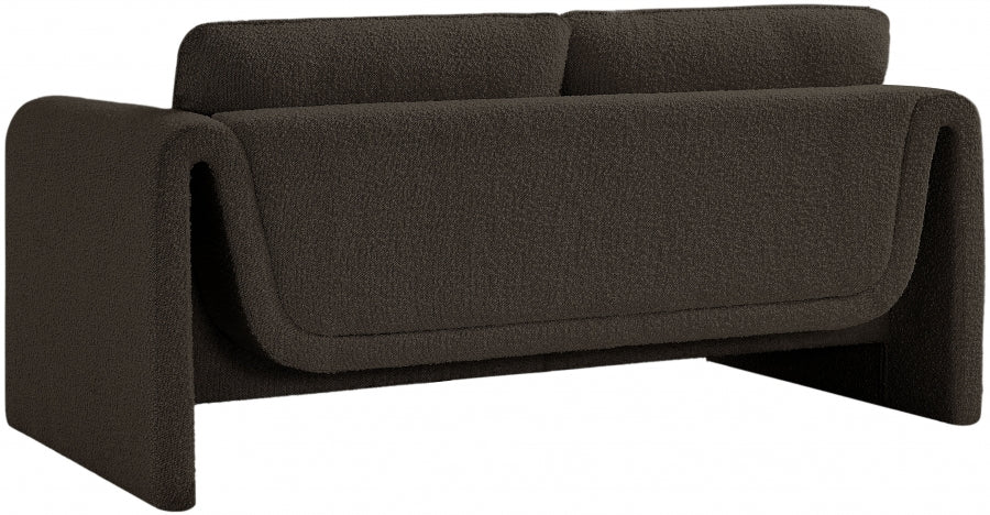 Brown Stylus Boucle Fabric Loveseat - 198Brown-L - Vega Furniture