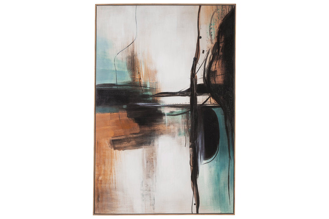 Brunonia Teal/Orange/Black Wall Art - A8000337 - Vega Furniture