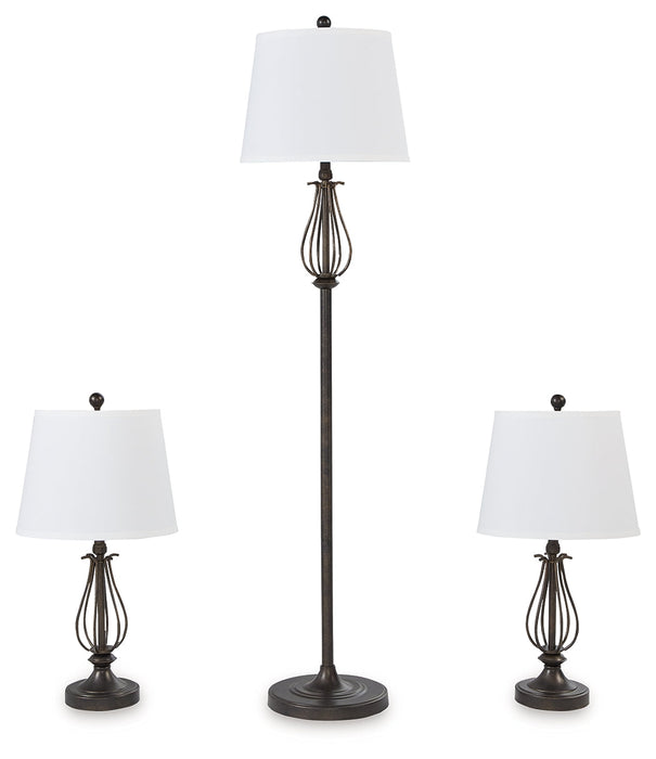 Brycestone Bronze Finish Floor Lamp with 2 Table Lamps - L204526 - Vega Furniture