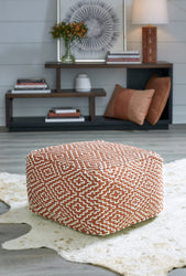 Brynnsen Rust/Ivory Pouf - A1001056 - Vega Furniture
