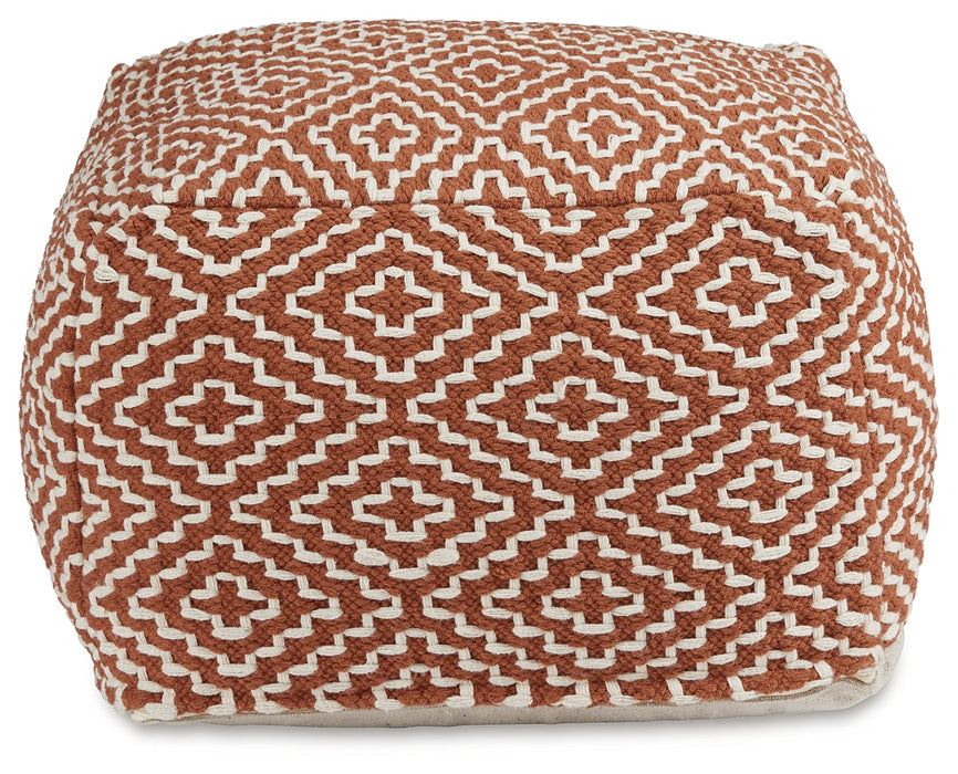 Brynnsen Rust/Ivory Pouf - A1001056 - Vega Furniture