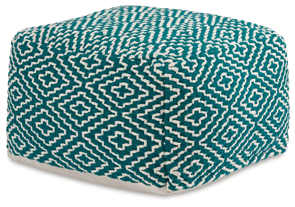 Brynnsen Teal/Ivory Pouf - A1001055 - Vega Furniture