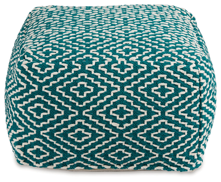 Brynnsen Teal/Ivory Pouf - A1001055 - Vega Furniture