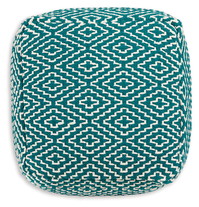 Brynnsen Teal/Ivory Pouf - A1001055 - Vega Furniture