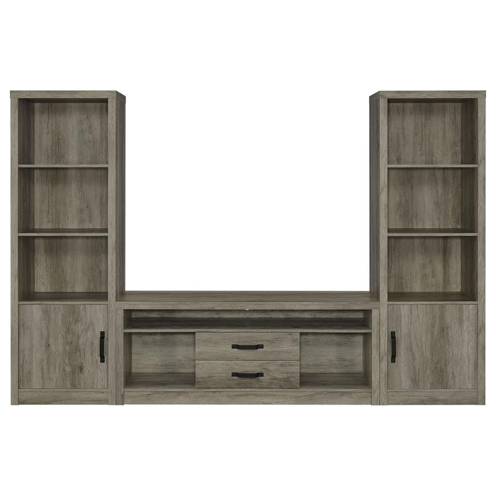 Burke 3-shelf Media Tower With Storage Cabinet Grey Driftwood - 707726 - Vega Furniture