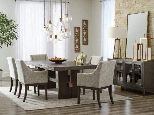 Burkhaus Dark Brown Extendable Upholstered Dining Set - SET | D984-45 | D984-01A(4) - Vega Furniture