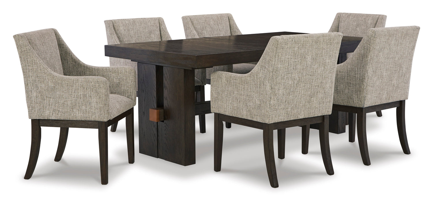 Burkhaus Dark Brown Extendable Upholstered Dining Set - SET | D984-45 | D984-01A(4) - Vega Furniture