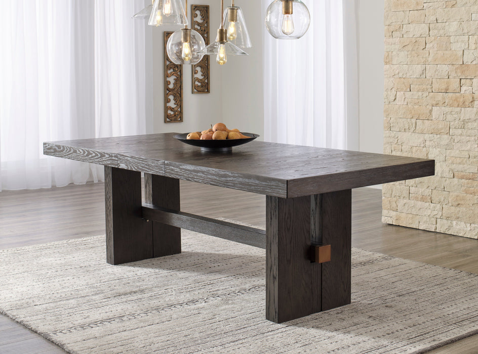 Burkhaus Dark Brown Extendable Upholstered Dining Set - SET | D984-45 | D984-01A(4) - Vega Furniture