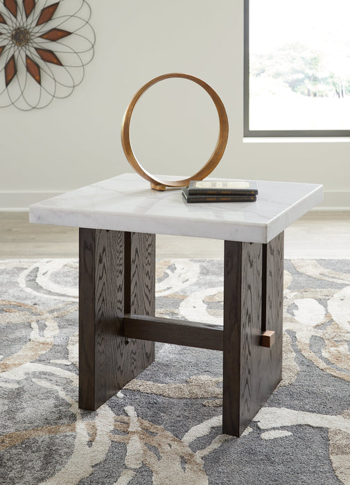 Burkhaus White/Dark Brown End Table - T779-3 - Vega Furniture