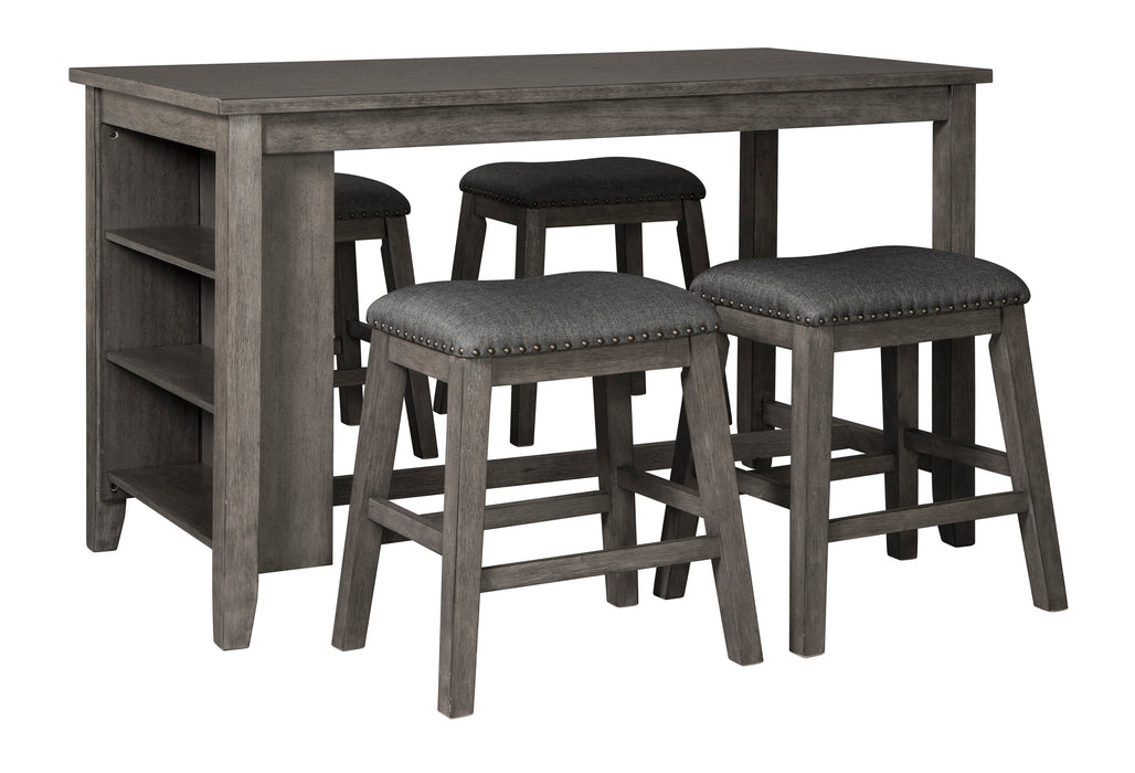 Caitbrook Gray 5-Piece Counter Height Set w/ Stools - SET | D388-13 | D388-024(2) - Vega Furniture