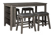 Caitbrook Gray 5-Piece Counter Height Set w/ Stools - SET | D388-13 | D388-024(2) - Vega Furniture