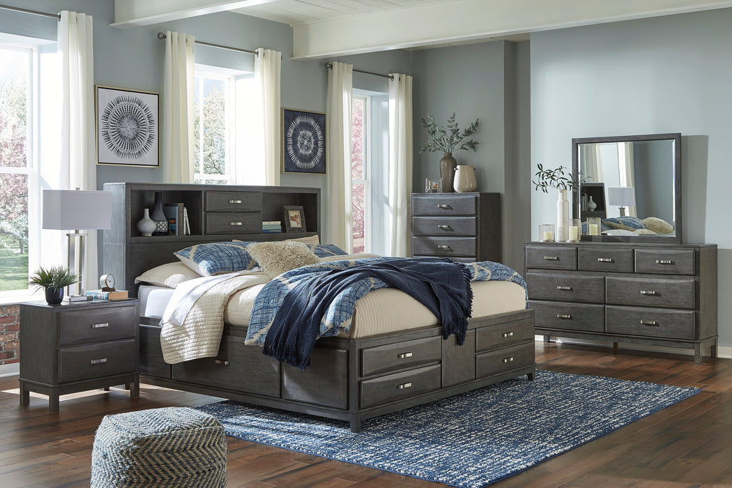 Caitbrook Gray Bookcase Storage Platform Bedroom Set - SET | B476-64 | B476-65 | B476-98 | B476-92 | B476-46 - Vega Furniture