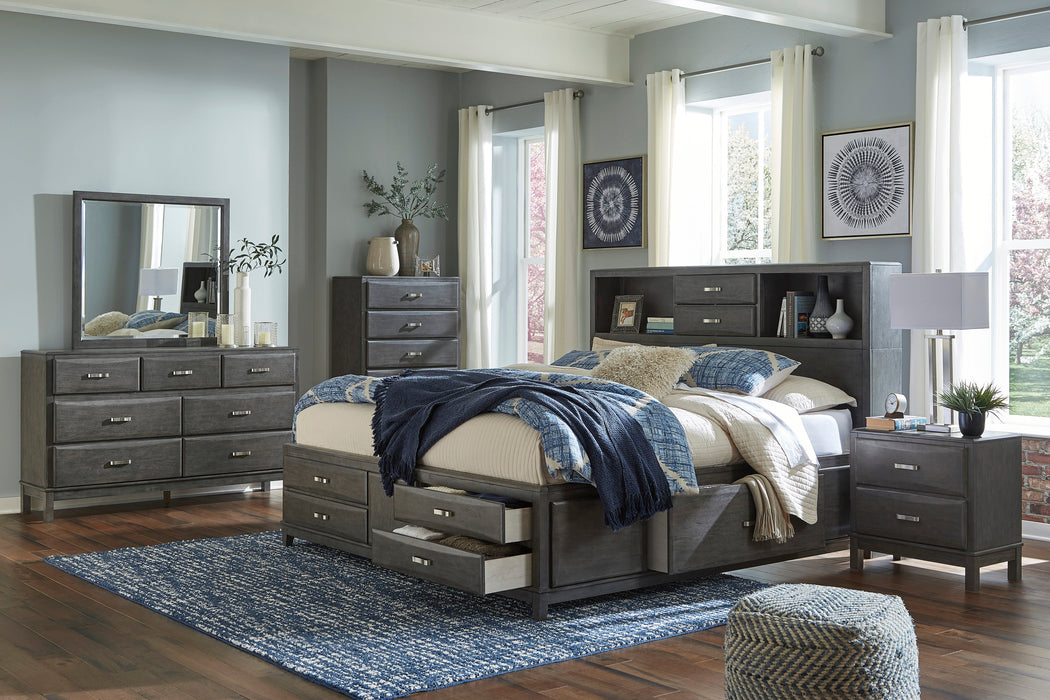 Caitbrook Gray Bookcase Storage Platform Bedroom Set - SET | B476-64 | B476-65 | B476-98 | B476-92 | B476-46 - Vega Furniture