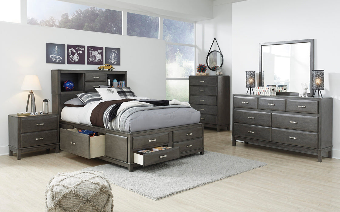 Caitbrook Gray Bookcase Storage Platform Youth Bedroom Set - SET | B476-74 | B476-77 | B476-88 | B476-31 | B476-36 | B476-92 - Vega Furniture