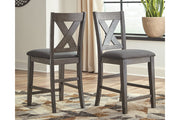 Caitbrook Gray Counter Height Upholstered Barstool, Set of 2 - D388-124 - Vega Furniture