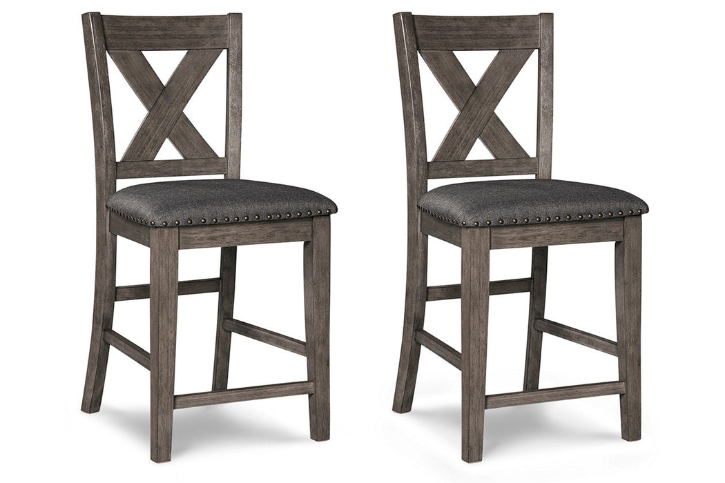 Caitbrook Gray Counter Height Upholstered Barstool, Set of 2 - D388-124 - Vega Furniture