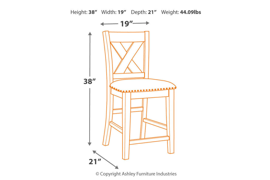 Caitbrook Gray Counter Height Upholstered Barstool, Set of 2 - D388-124 - Vega Furniture
