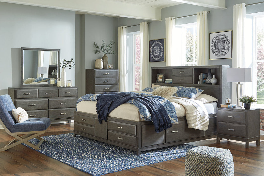 Caitbrook Gray King Storage Bed with 8 Drawers - SET | B476-66 | B476-69 | B476-99 - Vega Furniture