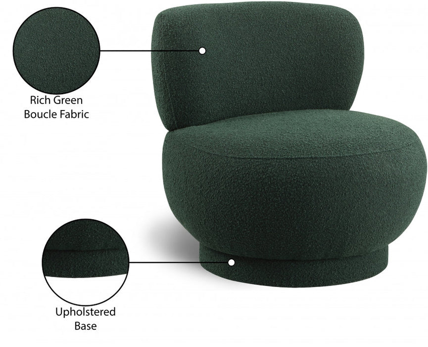 Calais Green Boucle Fabric Accent Chair - 558Green - Vega Furniture