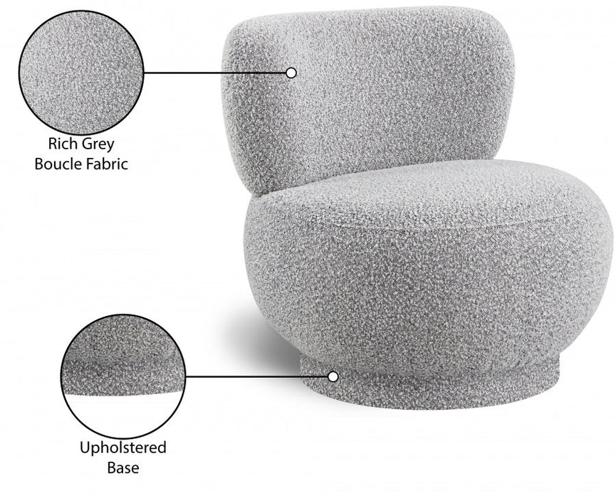 Calais Grey Boucle Fabric Accent Chair - 558Grey - Vega Furniture