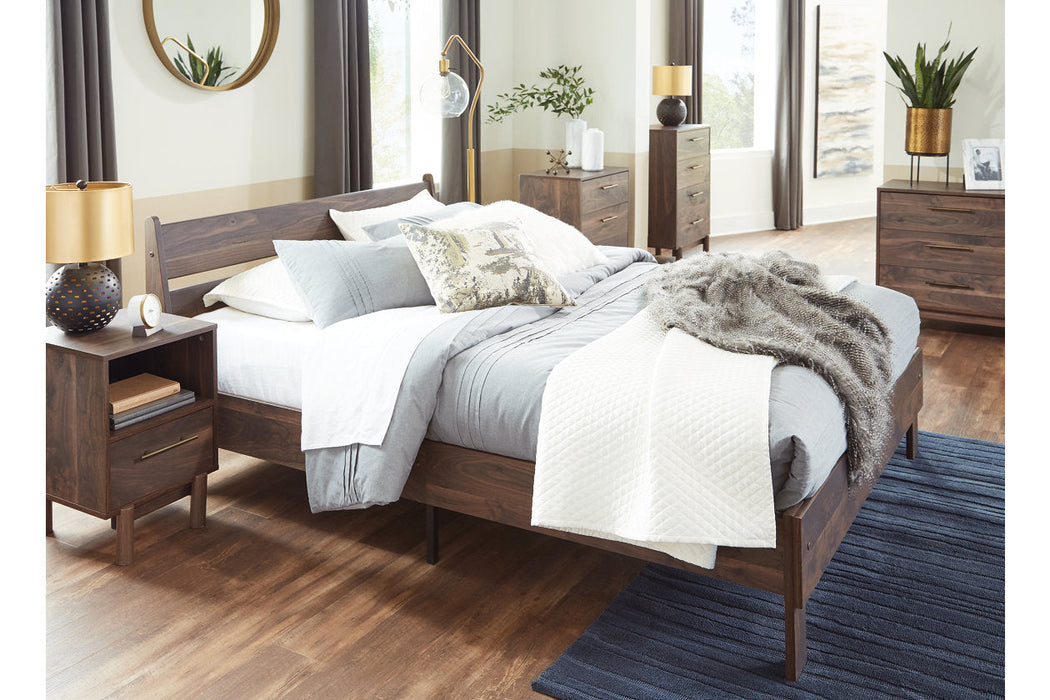 Calverson Mocha Queen Panel Platform Bed - SET | EB3660-113 | EB3660-157 - Vega Furniture