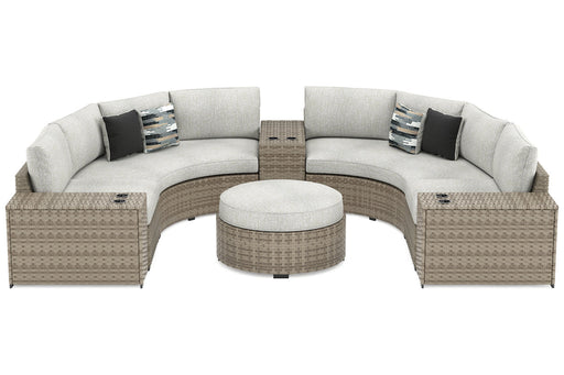 Calworth Beige 7-Piece Outdoor Sectional - SET | P458-814 | P458-846 | P458-853(3) | P458-861(2) - Vega Furniture