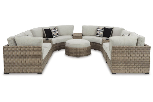 Calworth Beige 9-Piece Outdoor Sectional - SET | P458-846 | P458-853(3) | P458-861(2) | P458-877 - Vega Furniture