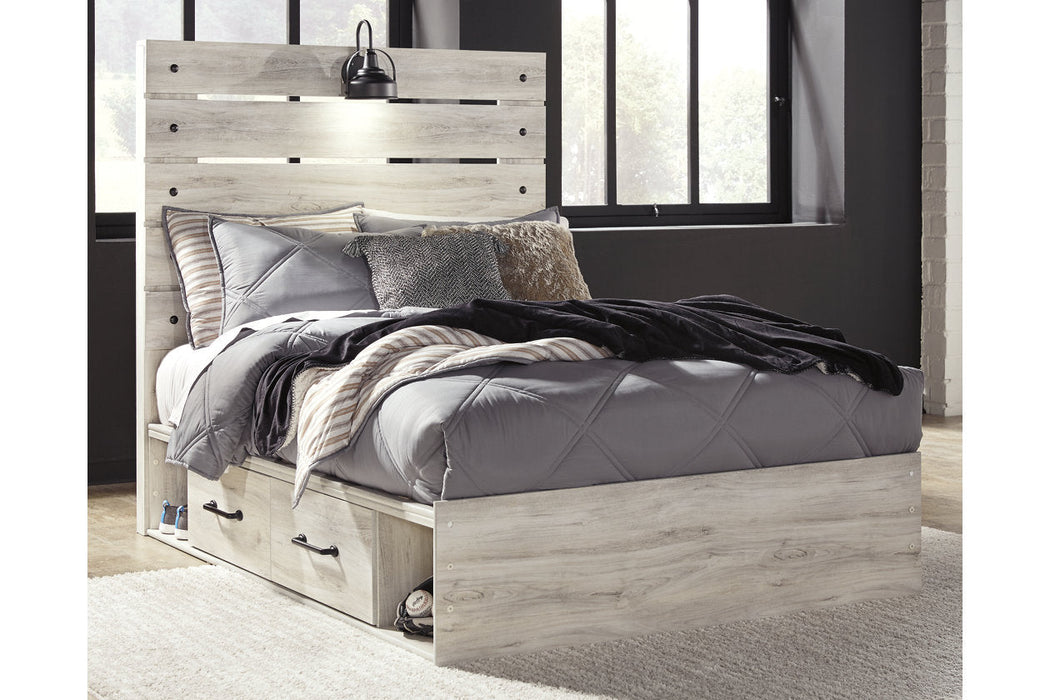 Cambeck Whitewash Full Panel Bed with 2 Storage Drawers - SET | B100-12 | B192-150 | B192-84 | B192-87 - Vega Furniture