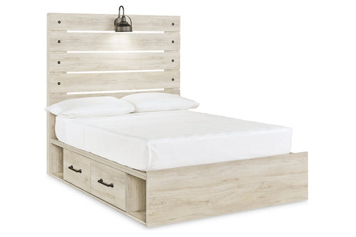 Cambeck Whitewash Full Panel Bed with 2 Storage Drawers - SET | B100-12 | B192-150 | B192-84 | B192-87 - Vega Furniture