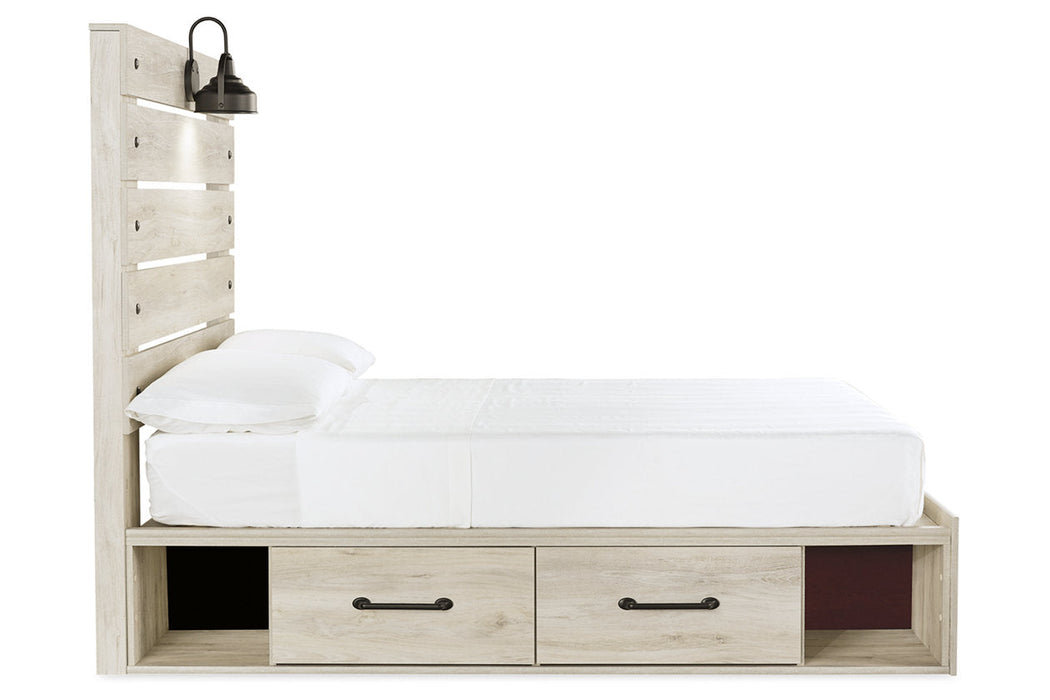 Cambeck Whitewash Full Panel Bed with 2 Storage Drawers - SET | B100-12 | B192-150 | B192-84 | B192-87 - Vega Furniture