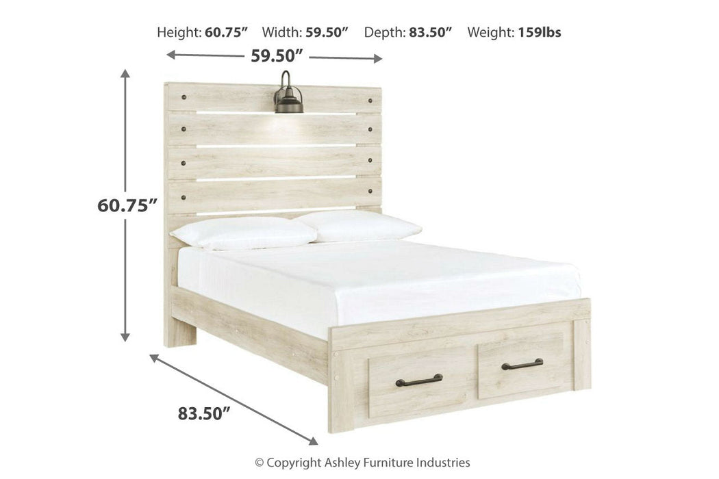 Cambeck Whitewash Full Panel Bed with 2 Storage Drawers - SET | B192-84S | B192-86 | B192-87 - Vega Furniture