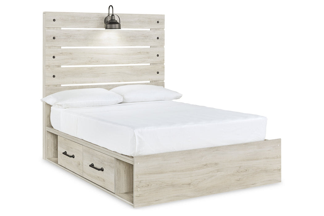 Cambeck Whitewash Full Panel Bed with 4 Storage Drawers - SET | B100-12 | B192-50(2) | B192-84 | B192-87 - Vega Furniture